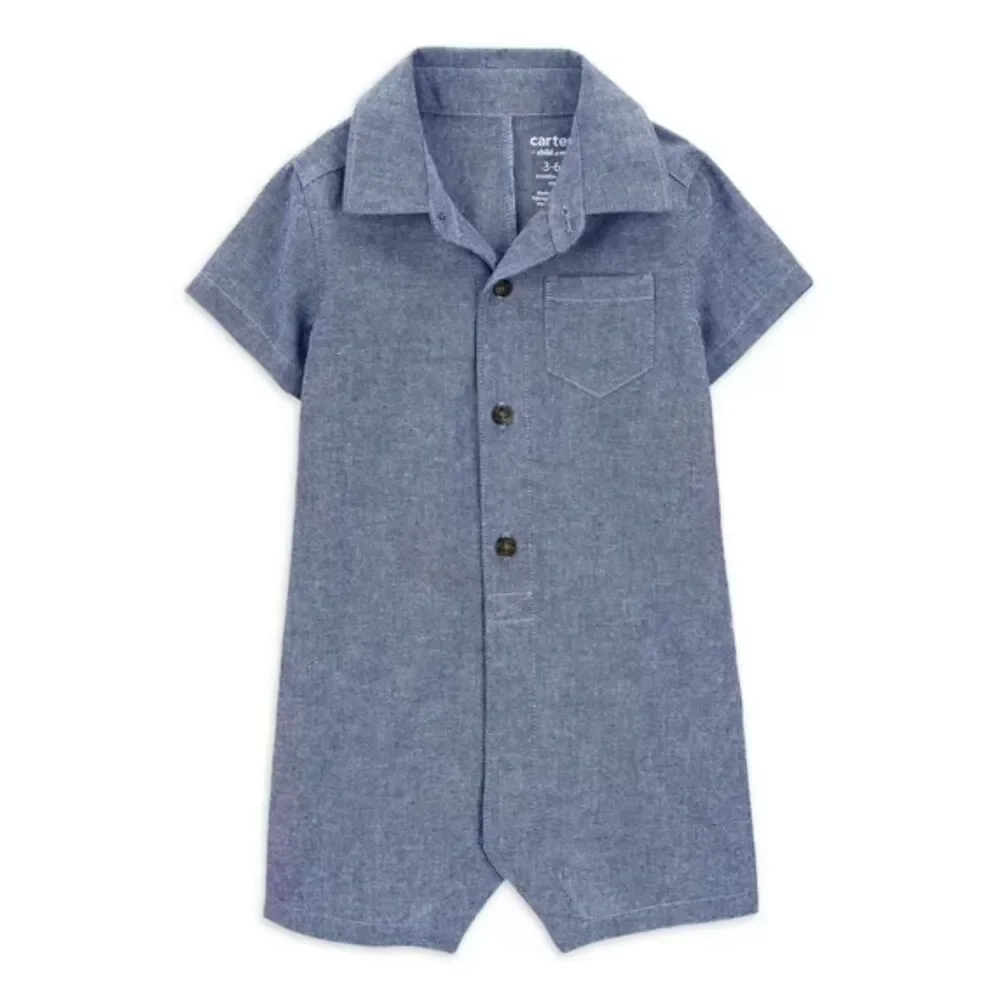 Carter’s Baby Boy Chambray Short Sleeve Romper NWT